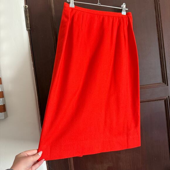 1960s Vintage | GARLAND Orange Wool Straight Column Skirt | Approx Size 4 - Picture 4 of 6